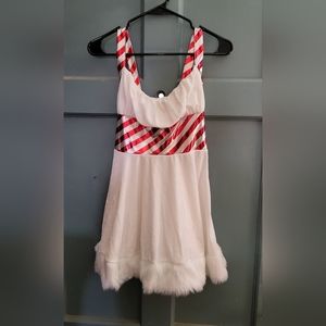 Mrs. Claus Costume. Dress, Hat & Leg Warmers. Size Large. Brand New.